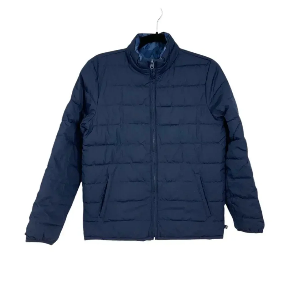 Gap Kids Reversible Navy Blue Camo Full Zip Lightweight Puffer Jacket Size XL